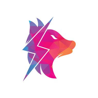 Thunder Wolf logo tasarımı. Güç, Vahşi Hayvan ve Enerji logo konsepti ikonu vektörü.