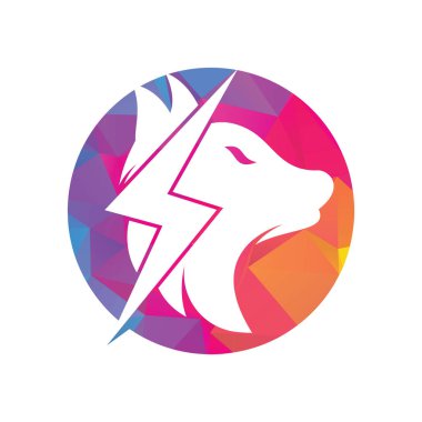 Thunder Wolf logo tasarımı. Güç, Vahşi Hayvan ve Enerji logo konsepti ikonu vektörü.