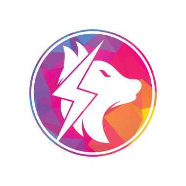 Thunder Wolf logo tasarımı. Güç, Vahşi Hayvan ve Enerji logo konsepti ikonu vektörü.