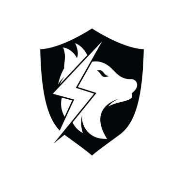 Thunder Wolf logo tasarımı. Güç, Vahşi Hayvan ve Enerji logo konsepti ikonu vektörü.