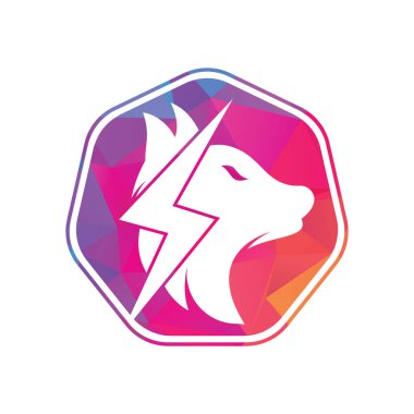 Thunder Wolf logo tasarımı. Güç, Vahşi Hayvan ve Enerji logo konsepti ikonu vektörü.