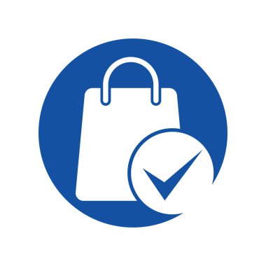 Shopping bag check logo icon. Check Shopping Logo Template, Icon, Symbol - Vector