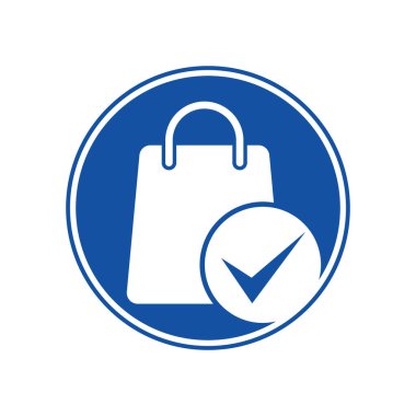 Shopping bag check logo icon. Check Shopping Logo Template, Icon, Symbol - Vector