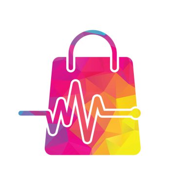 Pulse Shop Logo Template Design Vector. Health Bag Logo designs concept vector. Health Shop logo template