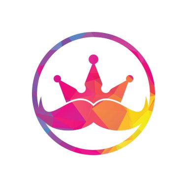 Bıyık Kralı vektör logosu tasarımı. Zarif stil bıyıklı taç logosu..