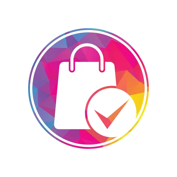 Shopping Bag Check Logo Icon Check Shopping Logo Template Icon — Stockvektor