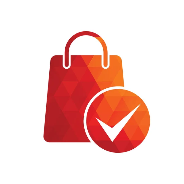 Shopping Bag Check Logo Icon Check Shopping Logo Template Icon — Stockvektor