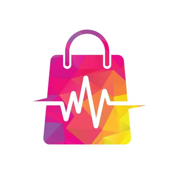 Pulse Shop Logo Template Design Vector Health Bag Logo Designs — Stock Vector