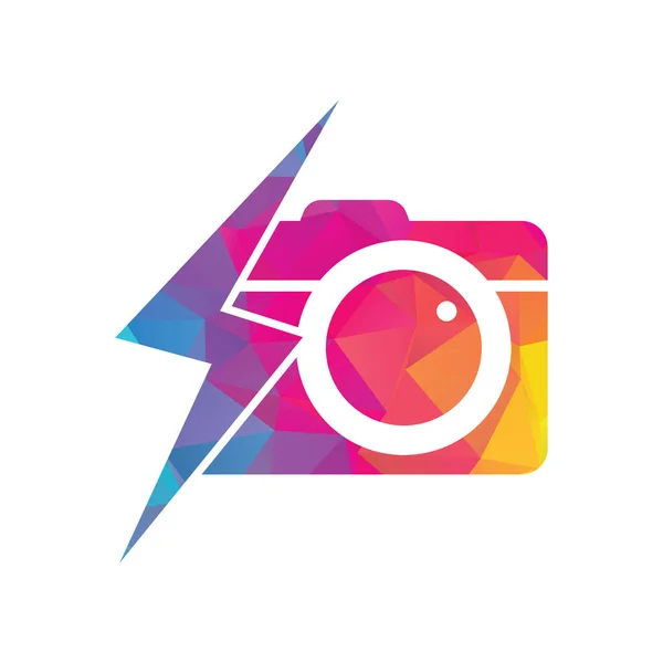 Thunder Camera Logo Design Icon Vector Cámara Abstracta Con Trueno — Vector de stock