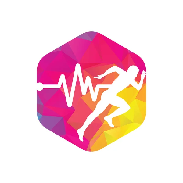 Nabız Maratonu Logo Tasarım Ikonu Vektörü Vücut Sağlığı Logosu Tasarımı — Stok Vektör