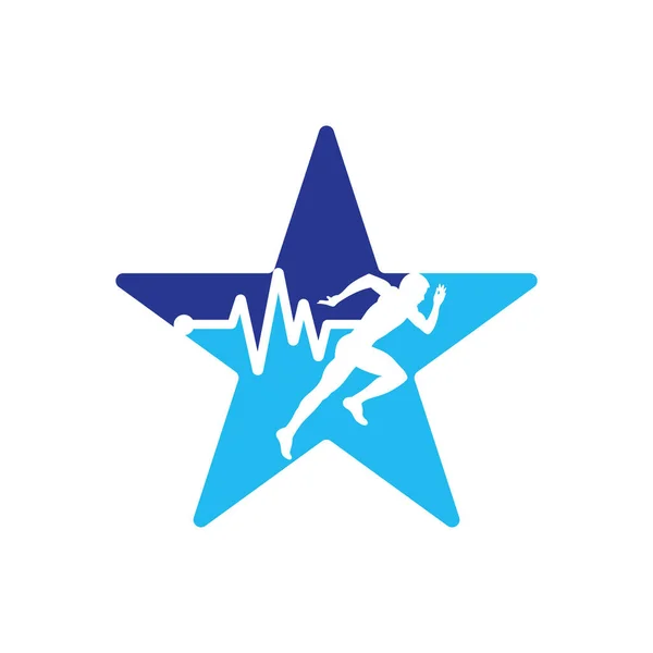 Pulse Marathon Ster Vorm Concept Logo Ontwerp Icoon Vector Running — Stockvector