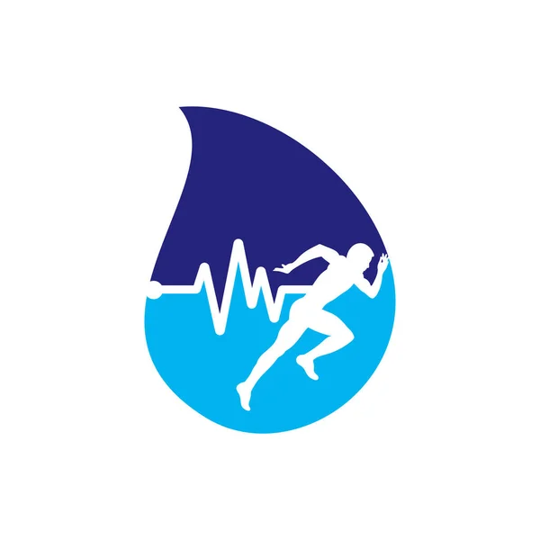 Pulse Marathon Drop Shape Concept Logo Design Icône Vecteur Homme — Image vectorielle