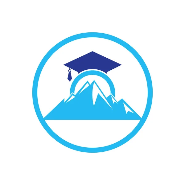 Modèle Icône Conception Logo Éducation Montagne Casquette Éducation Montagne Logo — Image vectorielle