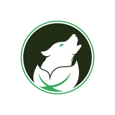 Yaprak Kurt logosu tasarımı. Doğa kurdu logo tasarımı ikon vektörü.