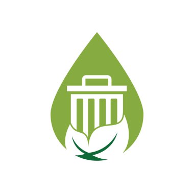 Yaprak çöplüğü konsept vektör logo tasarımı simgesi. Çöp vektörü logo şablonu.