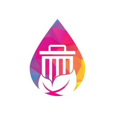 Yaprak çöplüğü konsept vektör logo tasarımı simgesi. Çöp vektörü logo şablonu.