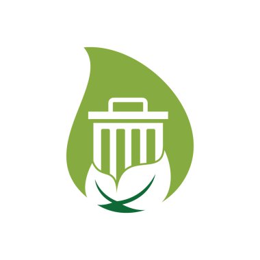 Yaprak çöplüğü konsept vektör logo tasarımı simgesi. Çöp vektörü logo şablonu.