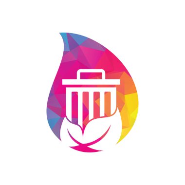 Yaprak çöplüğü konsept vektör logo tasarımı simgesi. Çöp vektörü logo şablonu.