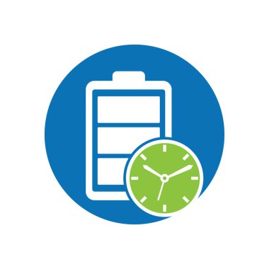 Battery time logo design template. Speed charge energy logo vector.