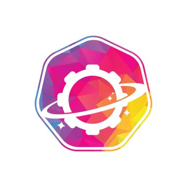 Gezegen vites logo ikonu vektörü. Vites Gezegeni Simgesi Logo Tasarım Elemanı