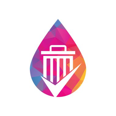 Çöp atma konsepti vektör logo şablonunu kontrol et. Tik bin logo vektör logosu.