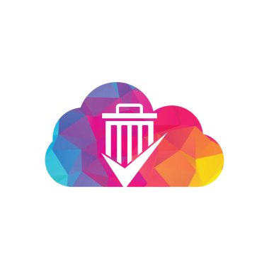 Çöp bulutu konsept vektör logo şablonunu kontrol et. Tik bin logo vektör logosu.