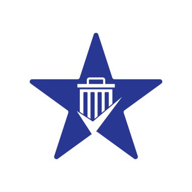 Çöp yıldızı şekilli konsept vektör logo şablonunu kontrol et. Tik bin logo vektör logosu.