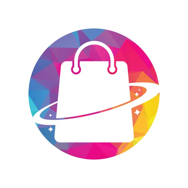 Pianeta Negozio Logo Template Design Galaxy Shopping Bag Vector Logo — Vettoriale Stock