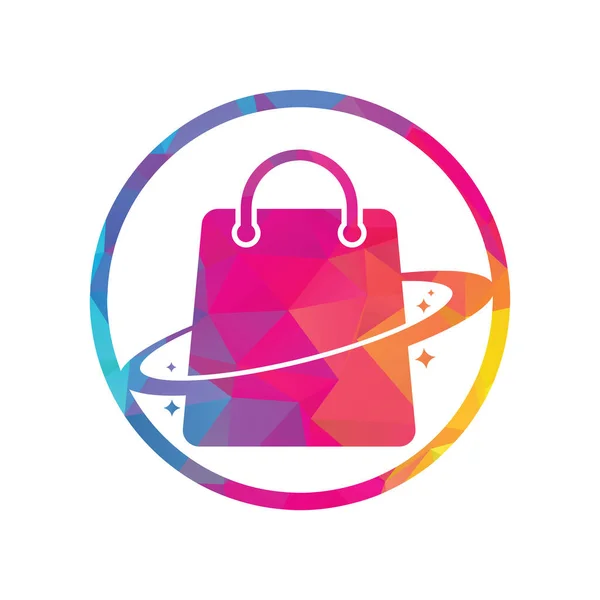 Planetenshop Logo Template Design Galaxy Einkaufstasche Vector Logo Design Template — Stockvektor