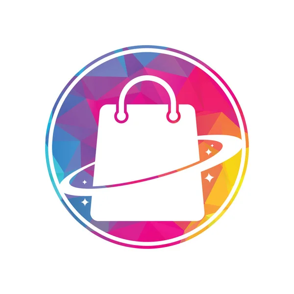 Planeta Tienda Logo Plantilla Diseño Galaxy Bolsa Compras Vector Logo — Vector de stock