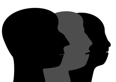 Üç profil baş silhouetten