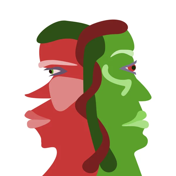Two interdependences face profiles — Stock Photo, Image