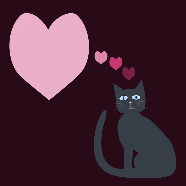 Communication bubble heart - gray blue-eye cat — Stock Photo, Image