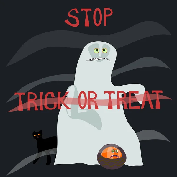 Stop trick or treat - horrified specter — Stock Photo, Image