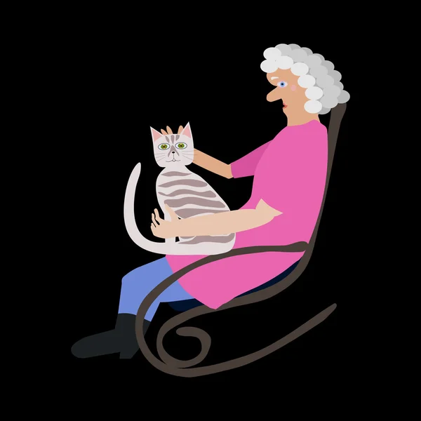 Grandmother in a rocking chair with a cat — Stock Illustration Grandmother in a rocking chair with a cat Royalty Free Stock Vectors