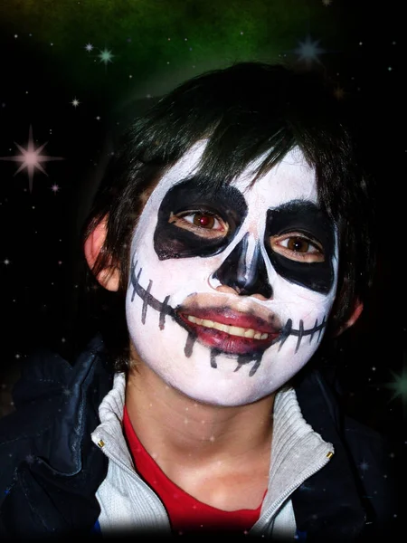 Maskierter Junge Tag Der Toten — Stockfoto