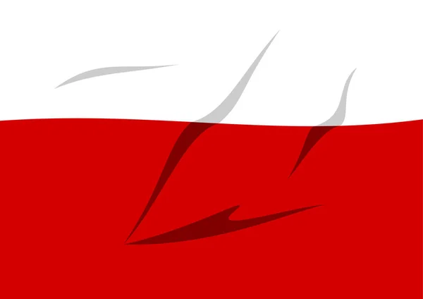 Blanc Rouge Couleurs Nationales Pologne Avec Des Plis Suggérés Drapeau — Image vectorielle