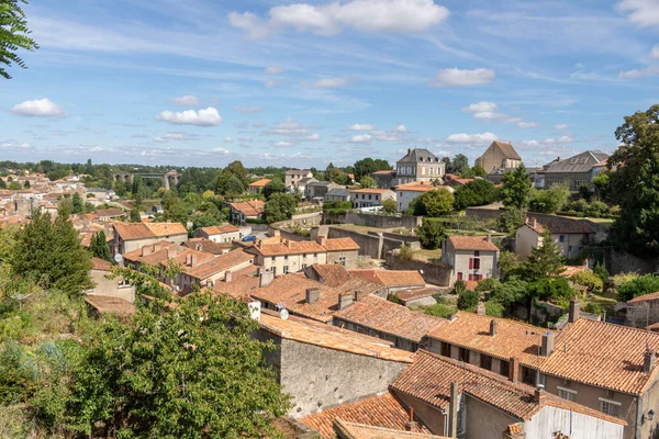 Widok Stare Dachy Dachowe Mieście Parthenay Francja — Zdjęcie stockowe