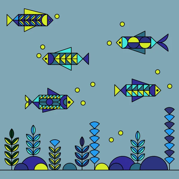 鱼的模式 一套彩色鱼 — 图库矢量图片