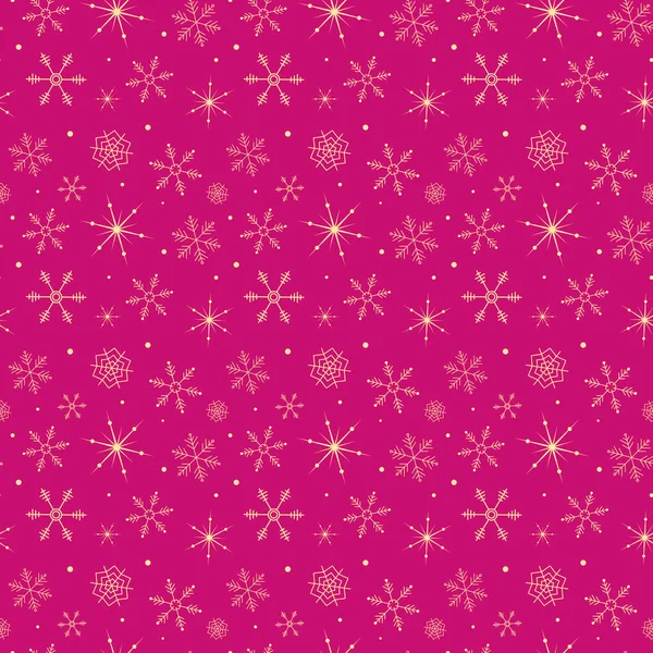 ピンクの背景の雪とのシームレスなパターン — ストックベクタ
