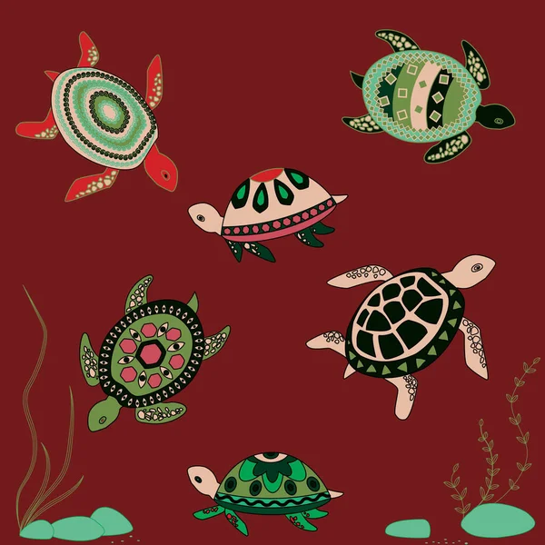 Bright Seamless Background Turtles — Stock Vector