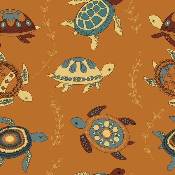Bright Seamless Background Turtles — 图库矢量图片
