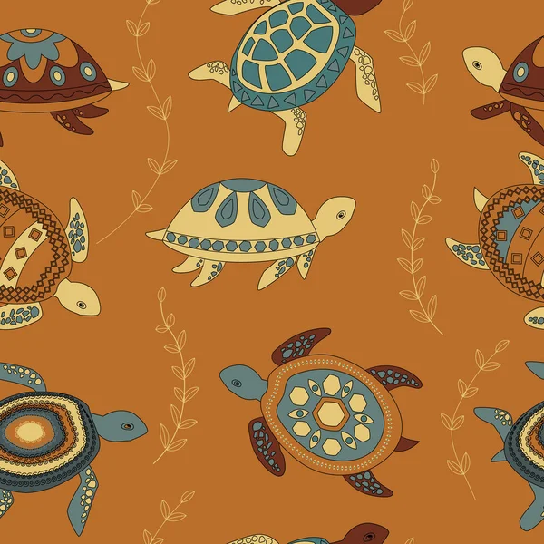 Bright Seamless Background Turtles — Stockvektor