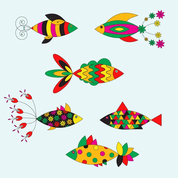 Set Fantasy Fish — Stock Vector