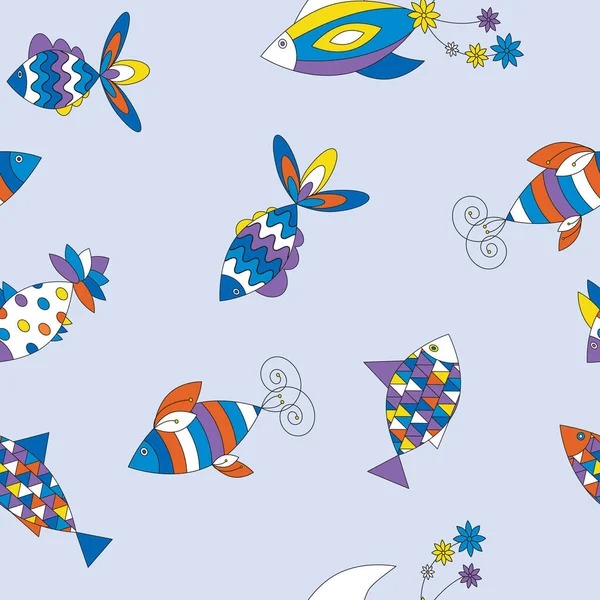 Seamless Background Decorative Fish — Stock vektor