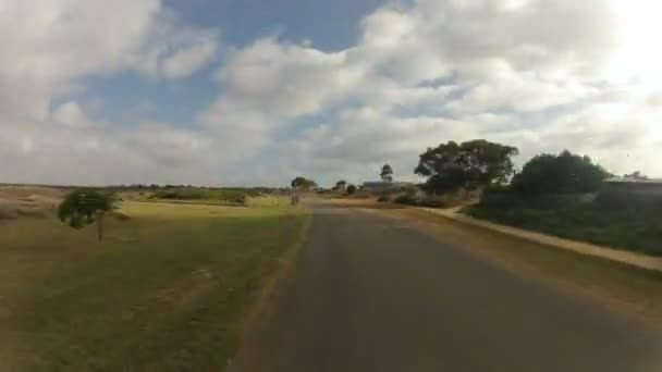 Conduire à travers une petite ville côtière — Video