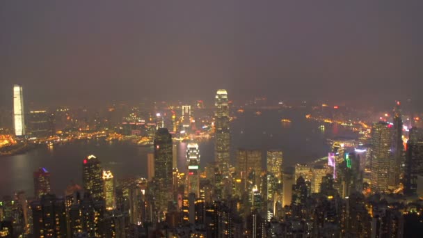 Hong kong skyline stadt — Stockvideo
