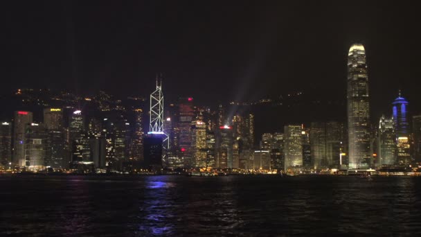 Skyline de Hong Kong por la noche — Vídeo de stock