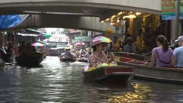 Damnoen saduak flytande marknaden — Stockvideo