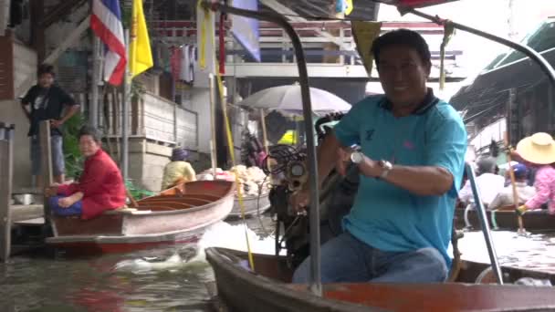 Damnoen Saduak schwimmender Markt — Stockvideo